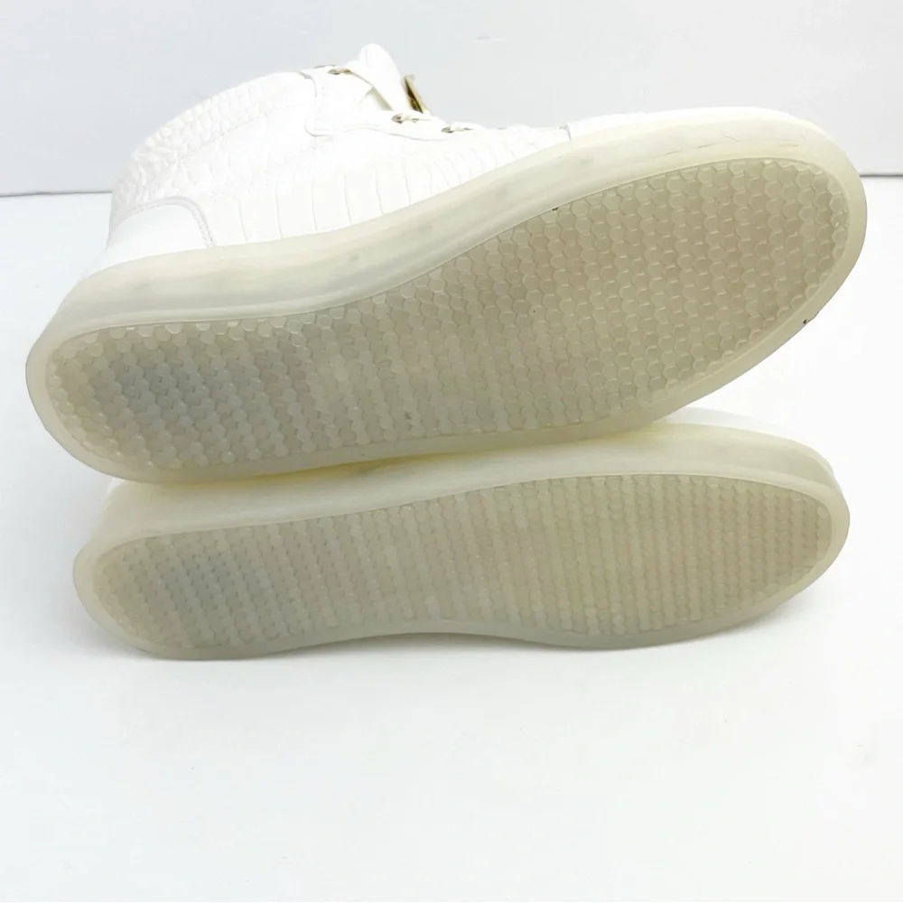BEBE SPORT Keene White Faux Croc Embossed Lace Up High Top Sneakers Size 8 Y2K - Picture 3 of 14